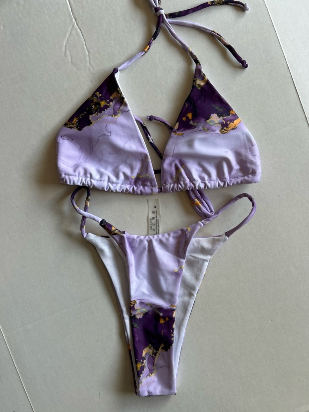 Lavender Marble Triangle Bikini Set - Women Swim Bikinis